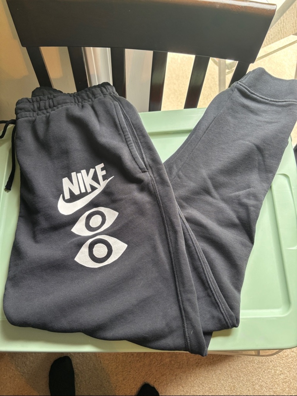 Nike Black Joggers with White Eye Logo